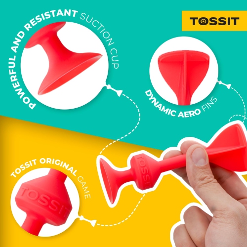TOSSIT Game Set - Indoor, Outdoor Suction Cup Throwing Party Game - Family Friendly - Twin Pack - Red Cyan Pink Blue - P