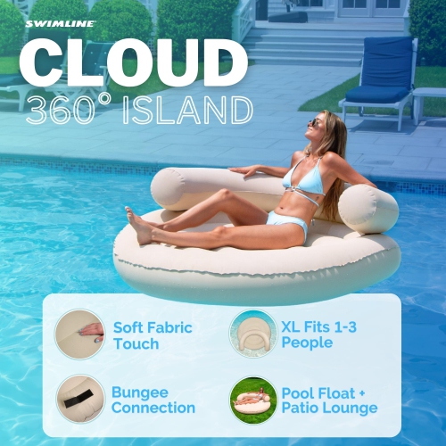 SWIMLINE Original Cloud Chaise 360 Pool Lake Float Lounger Circular Raft for Adults & Kids W Backrest | Comfortable Fabr
