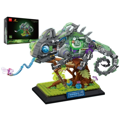 JMBricklayer Adult Building Sets Neon Body Mechanical Chameleon 70124, Cool Rainforest Animals Collectible Display Model