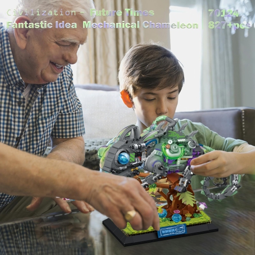 JMBricklayer Adult Building Sets Neon Body Mechanical Chameleon 70124, Cool Rainforest Animals Collectible Display Model