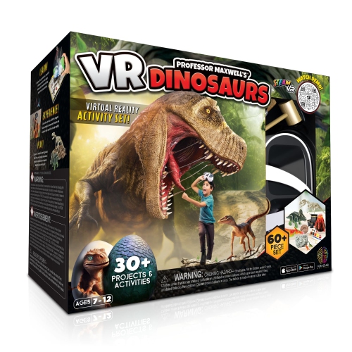 Professor Maxwell's VR Dinosaurs - Virtual Reality Kids Science Kit, Book and Interactive STEM Learning Activity Set (Ne