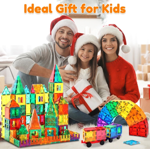 Magnetic Tiles,100PCS Large Magnetic Blocks Toys for Toddlers Kids Age 3-5 4-6 8-10 8-13 STEM Educational Montessori Mag