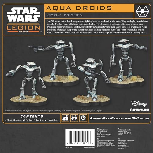 Star Wars Legion: Aqua Droids - 4 Piece Miniature Expansion for Star Wars Legion Strategy Game - 90 Minutes of Gameplay