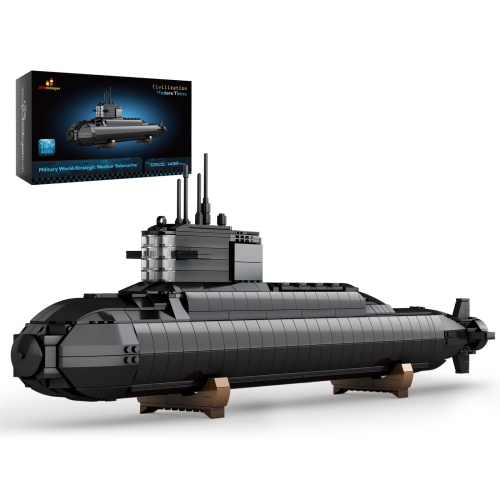 JMBricklayer Nuclear Submarine Building Sets - Military Submarine Toys with Lights, WW2 History Collectible Home Decor B