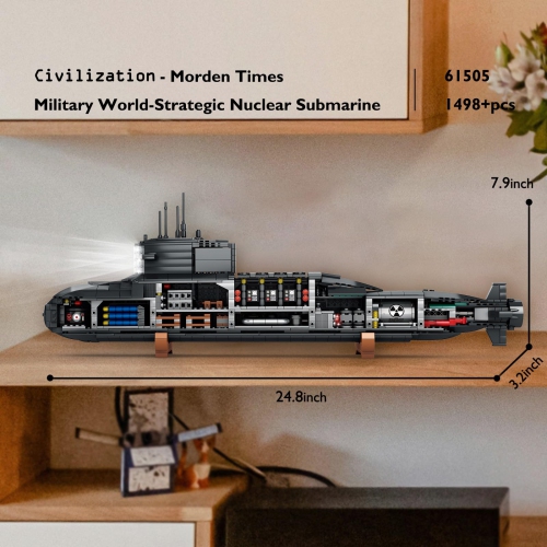 JMBricklayer Nuclear Submarine Building Sets - Military Submarine Toys with Lights, WW2 History Collectible Home Decor B