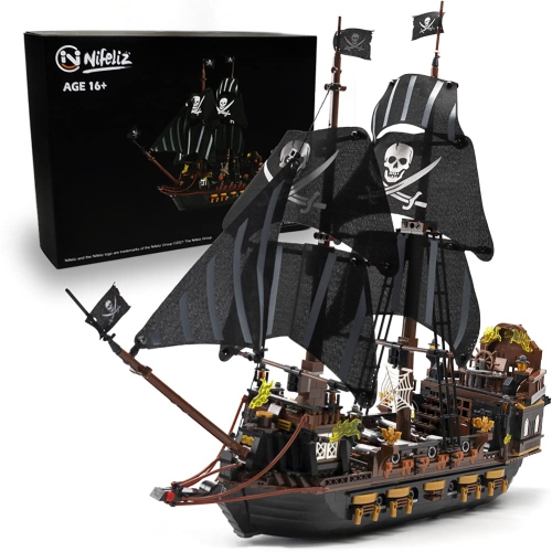 Nifeliz Black Hawk Pirates Ship Model Building Blocks Kits - Construction Set to Build, Model Set and Assembly Toy for T