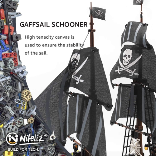Nifeliz Black Hawk Pirates Ship Model Building Blocks Kits - Construction Set to Build, Model Set and Assembly Toy for T
