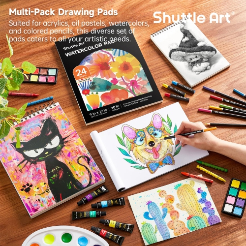 186 Piece Deluxe Art Set, Shuttle Art Art Supplies in Wooden Case, Painting Drawing Art Kit with Acrylic Paint Pencils O