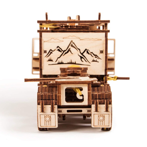 Wood Trick Big Rig Mechanical Toy Truck - 14x6? - Powerful Rubber Band Motor - Realistic Semi Truck Wooden Model Kit for