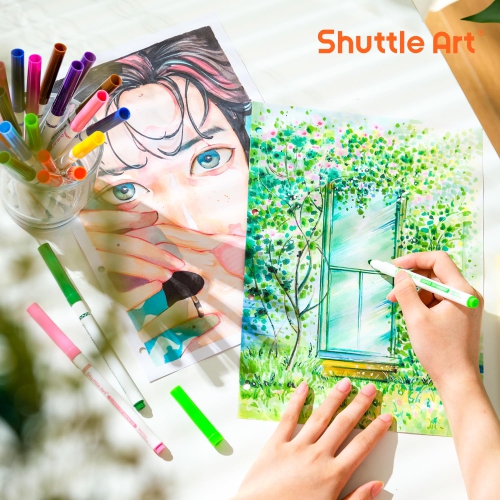 Shuttle Art – Paquet de 312 marqueurs lavables Super Tips, 12 couleurs variées, pointe conique, grand format, en vrac, boîte, en prime