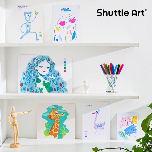 Shuttle Art – Paquet de 312 marqueurs lavables Super Tips, 12 couleurs variées, pointe conique, grand format, en vrac, boîte, en prime