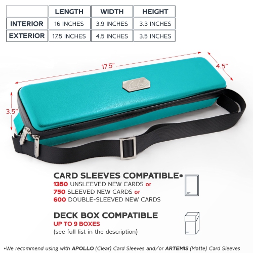 Quiver Teal Card Carrying Case - MTG Deck Box Card Storage Case Compatible with Magic: The Gathering, Cards Against Huma