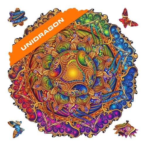 UNIDRAGON  Original Wooden Jigsaw Puzzles - Mandala Inexhaustible Abundance, 350 PCs, King Size 13"x13", Beautiful Gift P