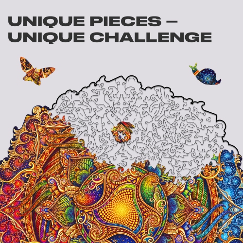 UNIDRAGON Original Wooden Jigsaw Puzzles - Mandala Inexhaustible Abundance, 350 pcs, King Size 13"x13", Beautiful Gift P