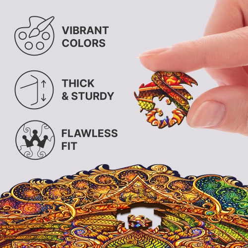 UNIDRAGON Original Wooden Jigsaw Puzzles - Mandala Inexhaustible Abundance, 350 pcs, King Size 13"x13", Beautiful Gift P
