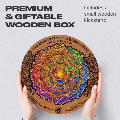 UNIDRAGON Original Wooden Jigsaw Puzzles - Mandala Inexhaustible Abundance, 350 pcs, King Size 13"x13", Beautiful Gift P