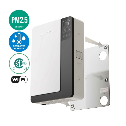 Holtop Canada - Ductless Wall-Mount ERV – PM2.5 Sensor Ventilation System with HEPA, Carbon Filtration & Humidity Control, Purifier – White