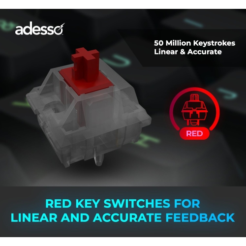 Adesso EasyTouch 1000 RGB Mechanical Keyboard – Wireless/Wired/Bluetooth, QMK/VIA, Hot-Swap Red Switches, USB-C, 84-Key