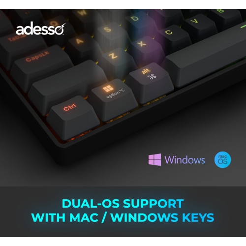 Adesso EasyTouch 1000 RGB Mechanical Keyboard – Wireless/Wired/Bluetooth, QMK/VIA, Hot-Swap Red Switches, USB-C, 84-Key