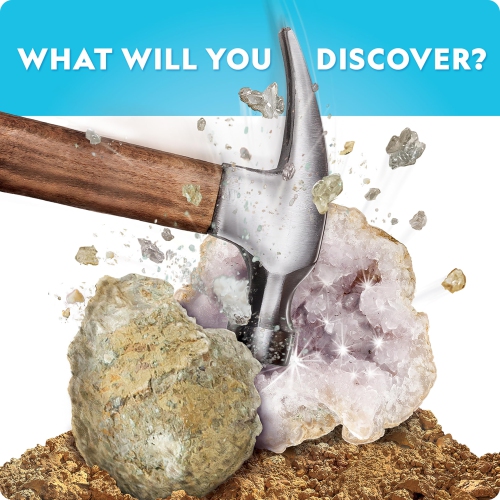 NATIONAL GEOGRAPHIC - Break Open 15 Premium Geodes with Goggles, Learning Guide, 3 Display Stands, Great Science Kit, St