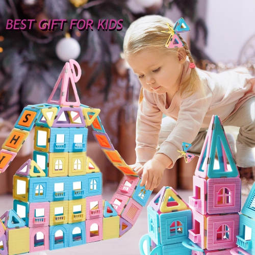 MAGBLOCK Magnetic Building Blocks Set, Upgraded Magnetic Tiles Toys for 3 4 5 6 7 8+ Year Old Girls, 103pcs Magnet Toys