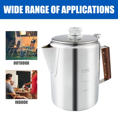 APOXCON Coffee Percolator, Stainless Steel Camping Coffee Pot, Percolator Coffee Maker for Camping Outdoor Traveling Sto