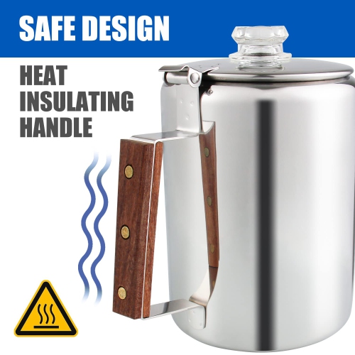 APOXCON Coffee Percolator, Stainless Steel Camping Coffee Pot, Percolator Coffee Maker for Camping Outdoor Traveling Sto