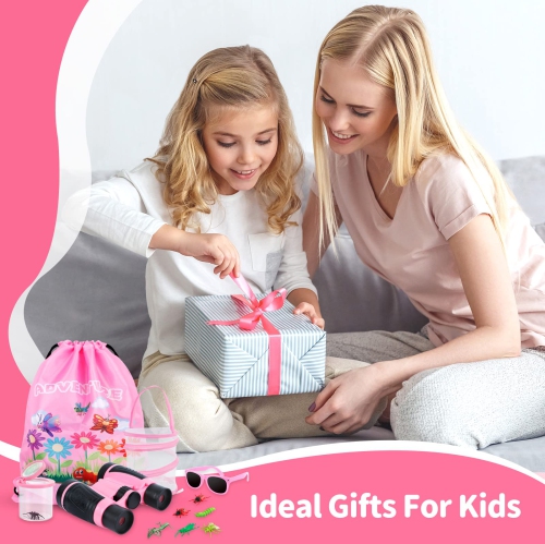 GIFTINBOX Outdoor Explorer Kit & Bug Catcher Kit for Kids with Hat, Binocular, Butterfly Net, Whistle with Compass, Magn