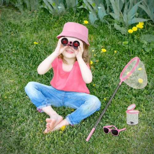 GIFTINBOX Outdoor Explorer Kit & Bug Catcher Kit for Kids with Hat, Binocular, Butterfly Net, Whistle with Compass, Magn