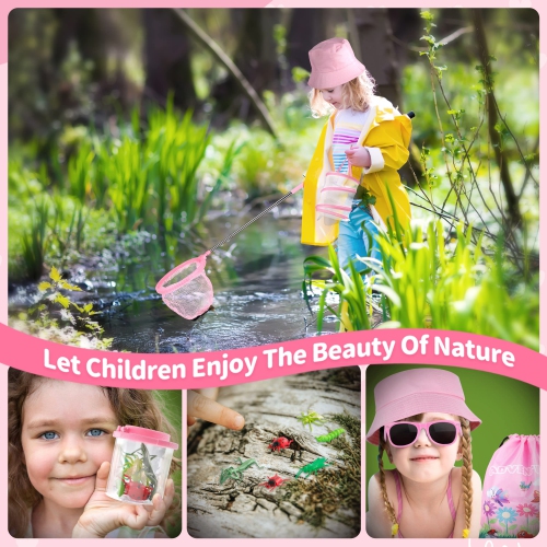 GIFTINBOX Outdoor Explorer Kit & Bug Catcher Kit for Kids with Hat, Binocular, Butterfly Net, Whistle with Compass, Magn