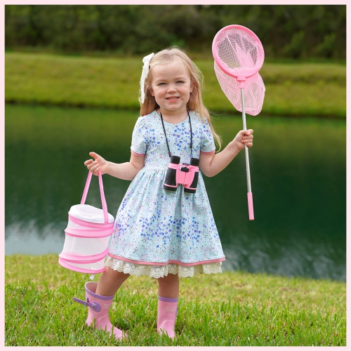 GIFTINBOX Outdoor Explorer Kit & Bug Catcher Kit for Kids with Hat, Binocular, Butterfly Net, Whistle with Compass, Magn