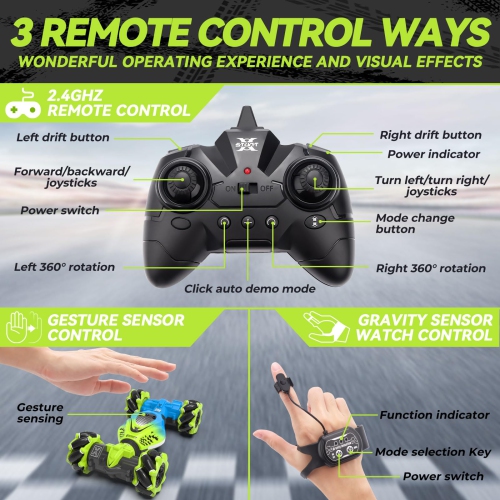 Dysaim Gesture RC Car Hand Controlled Stunt Car for 6-12 yr Boys Girls, 2.4GHz Remote Control Gesture Sensor Toy Cars Dr