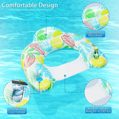 ANNIL?2 Pack? Inflatable Pool Floaties Lounger,Water Leisure Inflatable Floating Chair with Pool Floating Tube Armchair