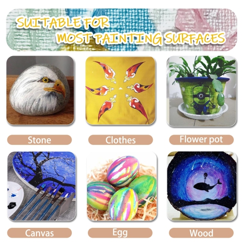 Ensemble de peinture acrylique Artecho de 48 peintures de couleur, décorations d'Halloween, 2 oz/peinture acrylique vive 59 ml pour peinture