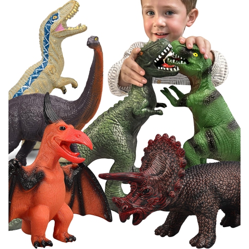 Gzsbaby 6 Piece Jumbo Dinosaur Toys for Kids and Toddlers 3-5, Large Soft Figures for Dinosaur Lovers - Perfect Party Fa