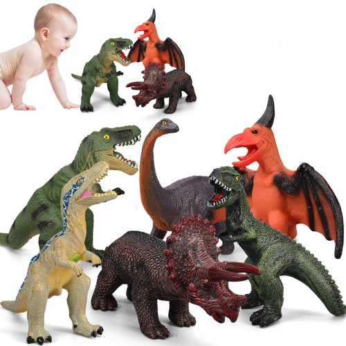 Gzsbaby 6 Piece Jumbo Dinosaur Toys for Kids and Toddlers 3-5, Large Soft Figures for Dinosaur Lovers - Perfect Party Fa