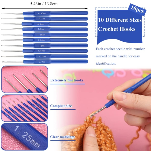 115-Piece Crochet Set, Crochet Kit Plus Large Eye Sewing Needles and Other Crochet Accessories Tools, Ergonomic Handle C