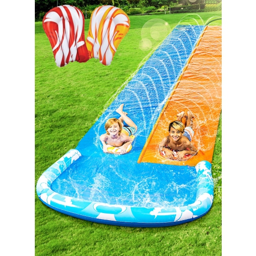 JOYIN 32.5ft Extra Long Water Slide and 2 Inflatable Boards, Heavy Duty Lawn Water Slides Double Waterslide Slip with Sp
