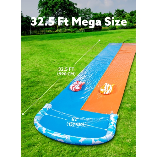 JOYIN 32.5ft Extra Long Water Slide and 2 Inflatable Boards, Heavy Duty Lawn Water Slides Double Waterslide Slip with Sp