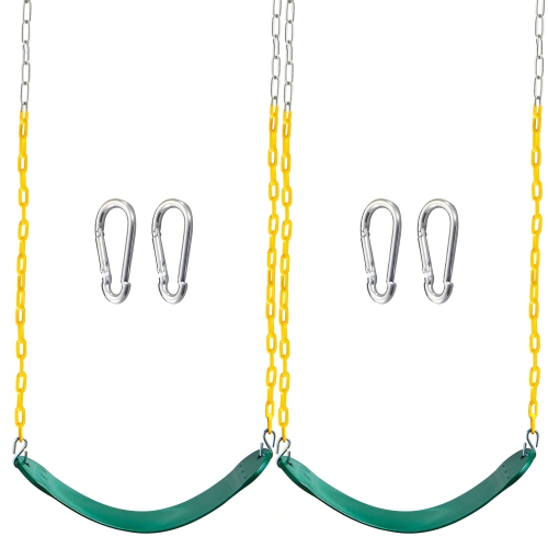 TURFEE  2 Pack Swing Seats Heavy Duty With 66" Chain, Swing Set Accessories Replacement With Snap Hooks for Kids Ou In Green