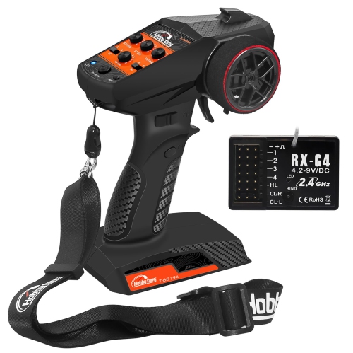 Hobby Fans RC Radio System 4CH 2.4G RC Transmitter with Receiver and Lanyard Anti-Jamming Remote Controller for RC Car C