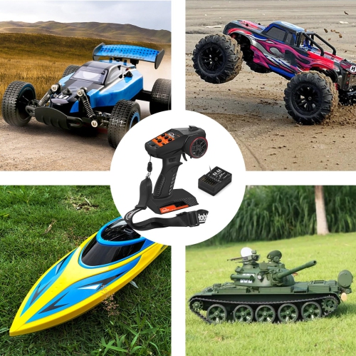 Hobby Fans RC Radio System 4CH 2.4G RC Transmitter with Receiver and Lanyard Anti-Jamming Remote Controller for RC Car C