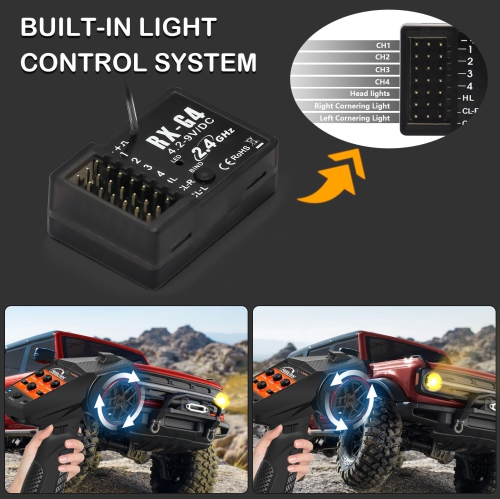 Hobby Fans RC Radio System 4CH 2.4G RC Transmitter with Receiver and Lanyard Anti-Jamming Remote Controller for RC Car C