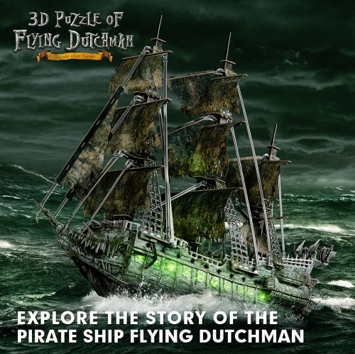 CubicFun 3D Puzzles for Adults Crafts for Adults Gifts for Men Women Green LED Flying Dutchman 360 Pieces Pirate Ship Fa