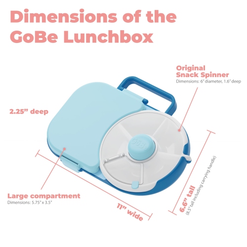 GoBe Kids Lunchbox - Reusable Snack Container with 5 Compartment Dispenser and Lid | BPA and PVC Free | Dishwasher Safe