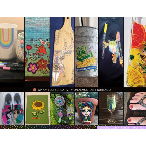 TOOLI-ART – Ensemble de stylos de peinture acrylique pour peinture sur pierre, toile, tissu, verre, tasses, Bois, Cera