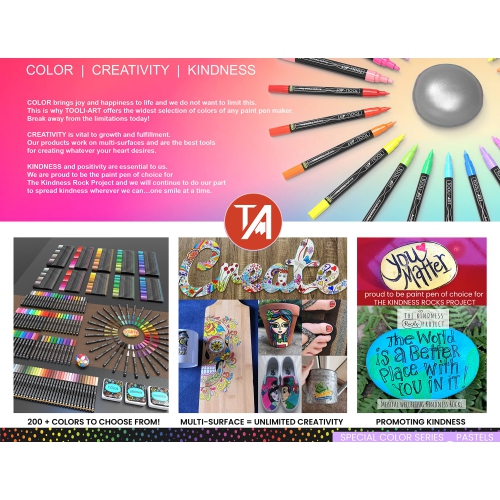 TOOLI-ART – Ensemble de stylos de peinture acrylique pour peinture sur pierre, toile, tissu, verre, tasses, Bois, Cera