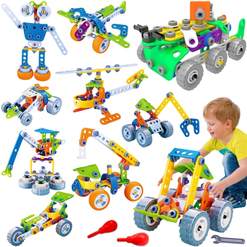 MOONTOY 175 Pieces STEM Toys for 4 5 6 7 8+ Year Old Boys Erector Sets Kits Building Toys for Kids Ages 4-8 4-6 5-7 6-8