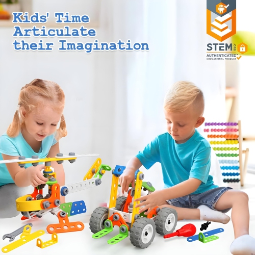 MOONTOY 175 Pieces STEM Toys for 4 5 6 7 8+ Year Old Boys Erector Sets Kits Building Toys for Kids Ages 4-8 4-6 5-7 6-8