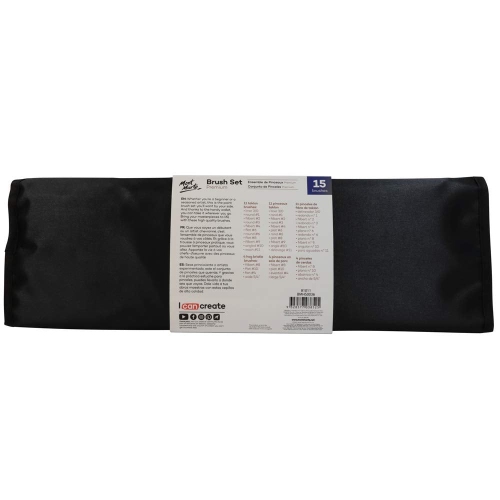 Mont Marte – Ensemble de 15 pinceaux de qualité supérieure, comprend des poils de porc et des pinceaux Taklon, idéal pour l'aquarelle, l'acrylique, O